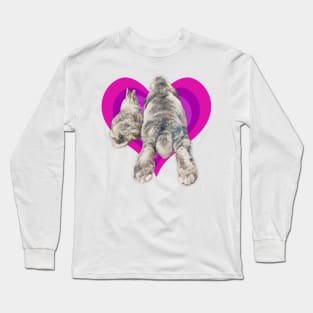 Adorable 'bunny butt' painting on a vibrant heart! Long Sleeve T-Shirt